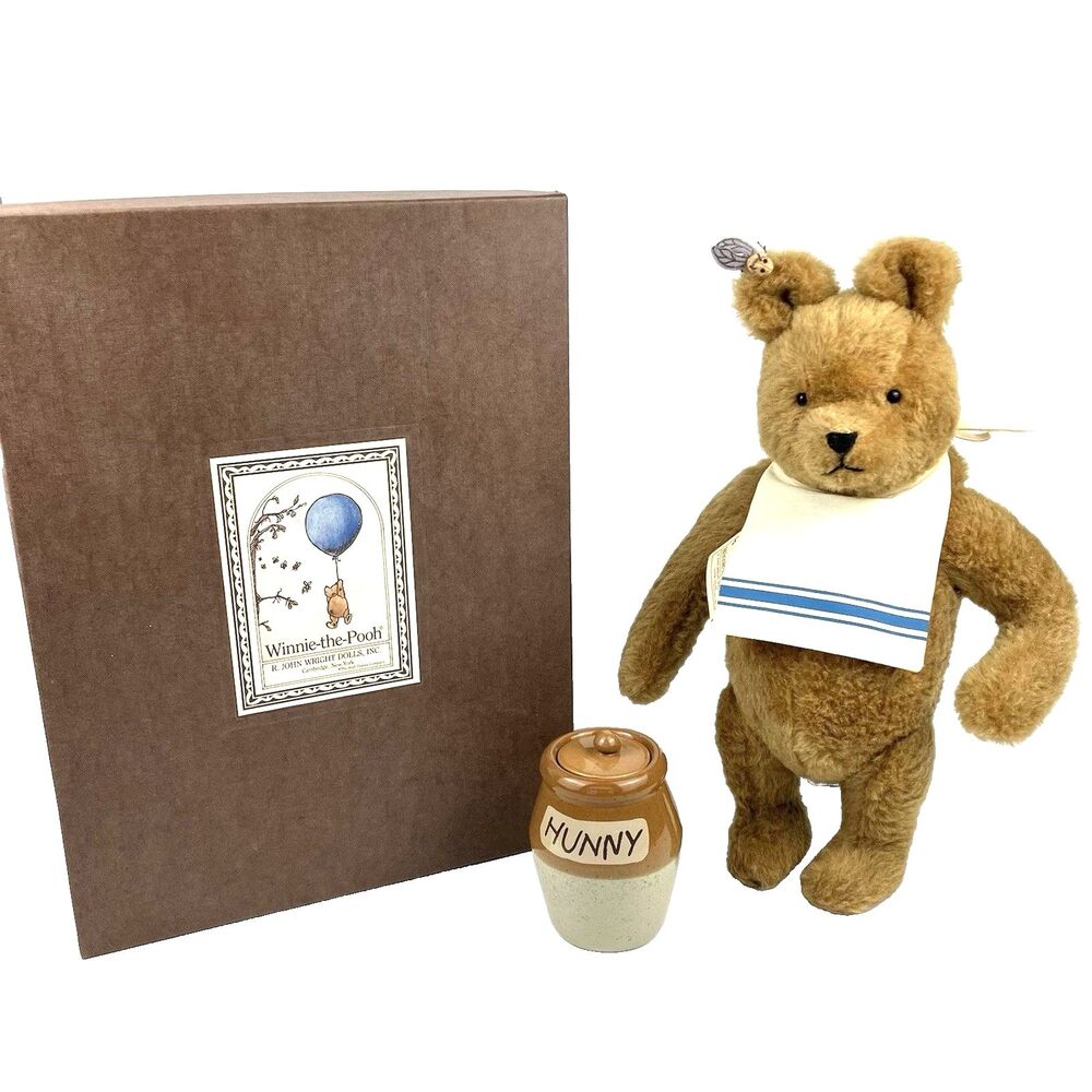 R. John Wright Dolls: Winnie the Pooh Bear 14" | /w Box & Honey Pot #0548